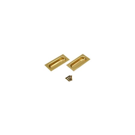 L.E. Johnson Sliding Door Pull, Bright Brass Rectangle, 3-In Pair 40-3PPK2