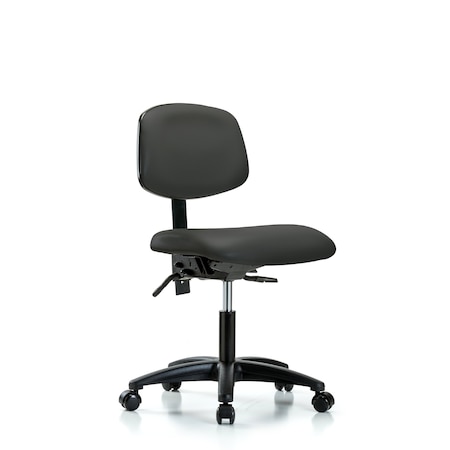Blue Ridge Ergonomics Desk Chair Desk Chair, Vinyl, Tilt Casters, Gry, No Arms, 18" to 23" Height, Vinyl, Charcoal BR-VDHCH-RG-T1-A0-RC-8605