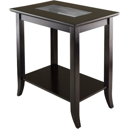 Winsome Trading 92419 Genoa Rectanugular End Table with Glass Top and shelf 92419