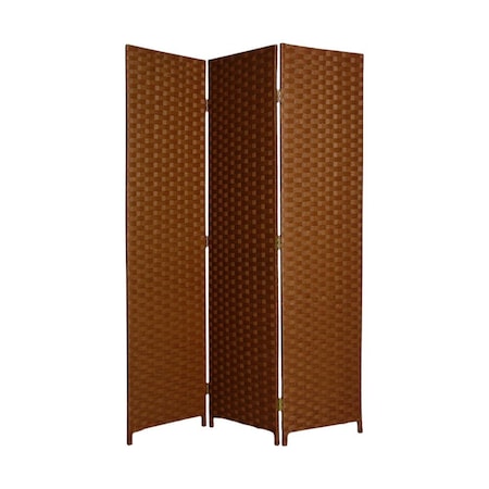 Homeroots 72" Dark Brown Folding Three Panel Screen Room Divider 274891