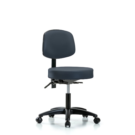 Blue Ridge Ergonomics Desk Stool, Vinyl, Bk, Tilt Casters, Nav BR-VDHST-RG-T1-RC-8582