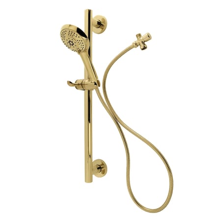 Kingston Brass Shower System with Slide/Grab Bar and Hand Shower, Polished Brass KAK1542D
