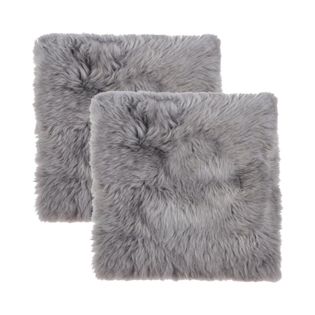 Homeroots Set Of Two 17" X 17" Grey Wool Chair Pads 489522