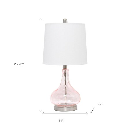 Homeroots 23" Rose And Silver Glass And Metal Round Table Lamp With White Drum Shade 643487