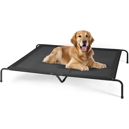 Simple Deluxe FluffyDream Cooling Elevated Dog Cot Bed, Outdoor Raised Lightweight Dog Cot, No-Slip Feet Pet Hamm PTBEDXELEVATED60X37BLK