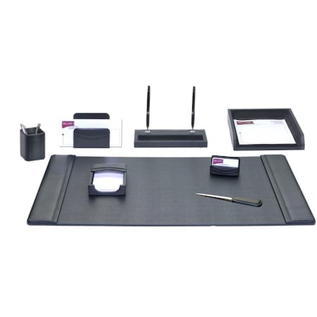 Dacasso Black Leather 8-Piece Desk Set D1012