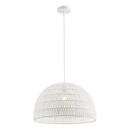 Jonathan Y Campana 20" 1-Light Bohemian Modern Woven Rope/Iron LED Pendant, White JYL6504E