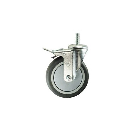 Service Caster 5 Inch SS Thermoplastic Rubber 3/8 Inch Threaded Stem Caster Total Lock Brake SCC-SSTSTTL20S514-TPRB-381615