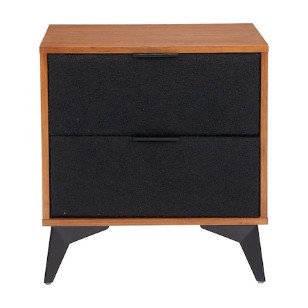 Homeroots 21" Walnut Wood and Steel Two Drawer Nightstand 668547