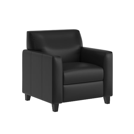 Flash Furniture Black LeatherSoft Reception Chair w/Right Side Charging Bank, Includes 2 Outlets, 2USB, 1 USB-C BT-827U-1-BK-GG