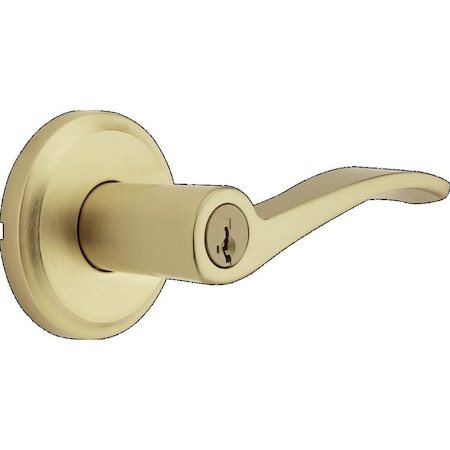 Kwikset Sedona Lever Entry Door Lock SmartKey with 6AL Latch and RCS Strike Satin Brass Finish 740SEL-4S