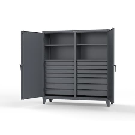 Strong Hold 7 GA Industrial Shop Table with Riser Shelf T10836RS