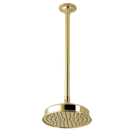 Kingston Brass 8" Round Brass Shower Head with 17" Ceiling Mounted Shower Arm, Brushed Brass K324K27