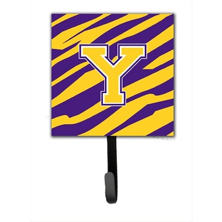 Carolines Treasures Initial Y Tiger Stripe - Purple Gold Leash Holder Or Key Hook CJ1022-YSH4