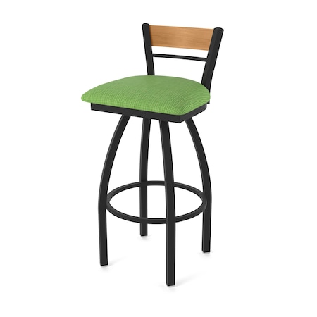 Holland Bar Stool Co Revelle 36in Swivel Extra Tall Bar Stool, Black Wrinkle Finish, Medium Back and Graph Parrot Seat 881