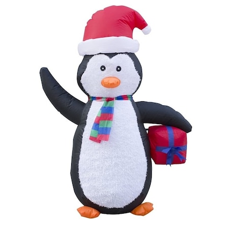 Santas Forest Inflatable Bear Moose Penguin, 4 ft H, White, Red, Green, Brown, Black, LED Bulb 90519