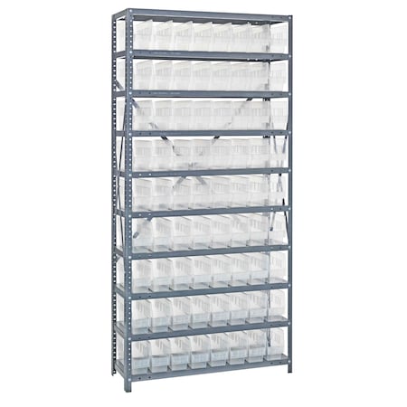 Quantum Storage Systems 10 SHELF OPEN UNIT W/72 BINS CLEAR 1275-201CL