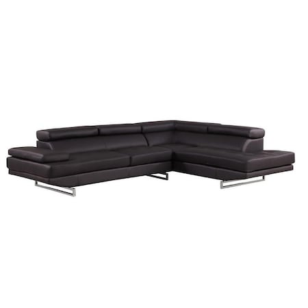 Homeroots Brown Leather L Shaped Two Piece Corner Sectional 366202