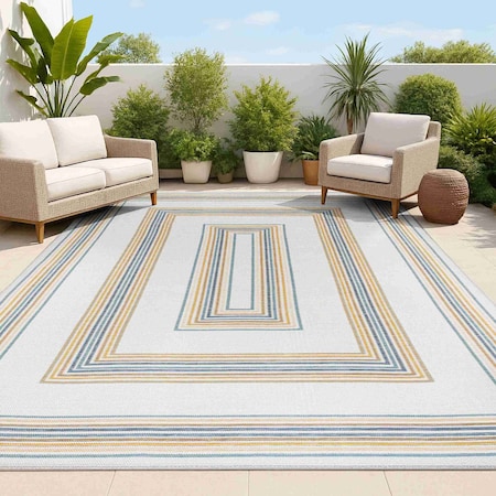 Jonathan Y Argo Classic Nautical Mitre Stripe Reversible Machine-Washable Navy/Cream 3 ft. x 5 ft. Area Rug SVH101A-3