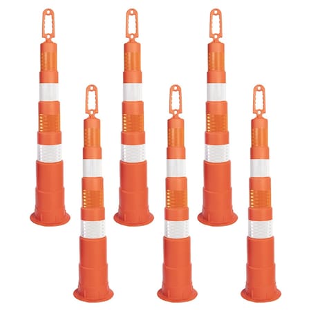 Jrex Safety 42 in Orange Channelizer Cone with (4) 4 in Hi-Intensity Prismatic Sheeting, 6PK CHO42-JR-4-HI-6PK