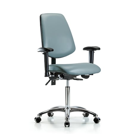 Blue Ridge Ergonomics Vinyl Chair, Vinyl, Adjustable Arms BR-VMBCH-MB-CR-T1-A1-NF-CC-8822