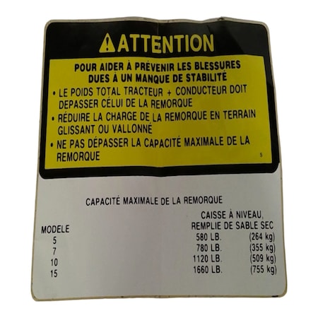 John Deere LABEL CAUTION (FR), JOHN DEERE OEM M93417 M93417