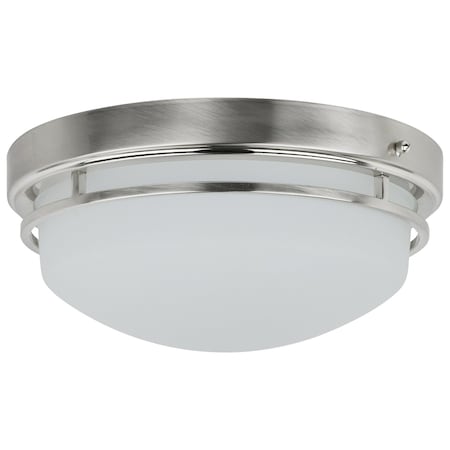 Sunlite 13in. Brushed Nickel LED Dome Ceiling Light Fixture, 20W 60W Equivalent 4000K Glass Shade 81036-SU
