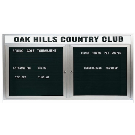 Aarco Outdoor Enclosed Directory w/ Al Frame Header, Clear Satin Anodized Finish, 36''Hx72''W OADC3672H