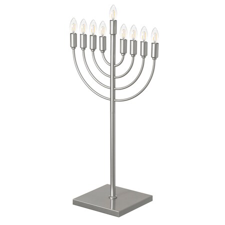 Vintiquewise Silver Finish Modern Contemporary Hanukkah Menorah with Remote Control for Home, Office, or QI004694.SL