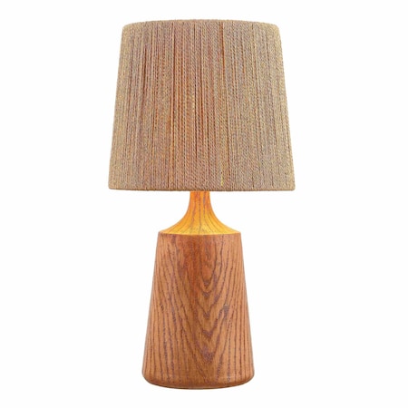 Jonathan Y Highland 22.25" Classic Cottage Tapered Resin/Metal LED Table Lamp w/Paper Rope Shade, Brown Wood Fin JYL9201A