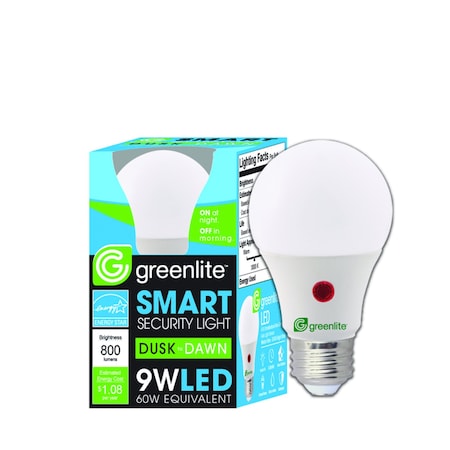 Greenlite Greenlite A19 E26 (Medium) LED Dusk to Dawn Bulb Bright White 60 Watt Equivalence 1 pk 9W/LED/OMNI/DD