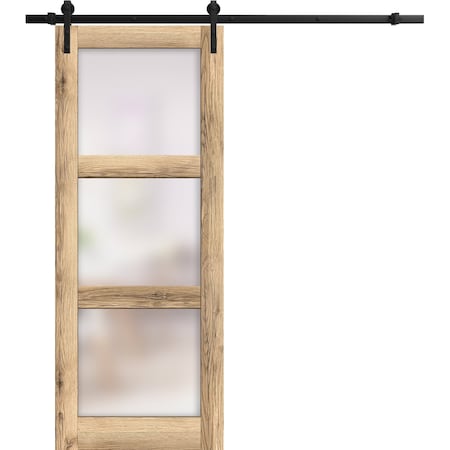 Sartodoors Sturdy Barn Door, Lucia 2552 Oak, 6.6FT Rail Hangers Heavy Hardware Set, Solid Panel Interior Doo LUCIA2552BD-B-DUB-3696