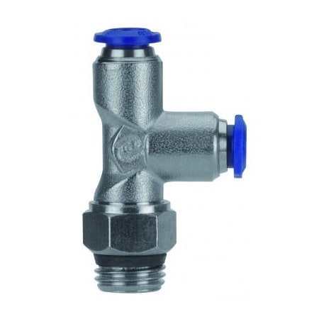 Usa Industrials Push to Connect Tube Fitting, Nickel Plated Brass w/ Plastic Release Ring, Male Run Tee ZUSA-TF-PTC-NPBR-370