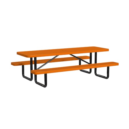 Leisure Craft Rectangle Picnic Table, Orange, In Ground Mount, 8 ft L T8XPIG-ORANGE
