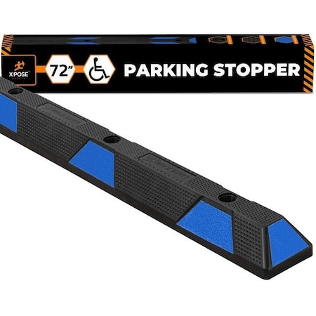 Xpose Safety Parking Block, Rubber, 6 in Height, 72 in Length, Black/Blue PBSB-6-X
