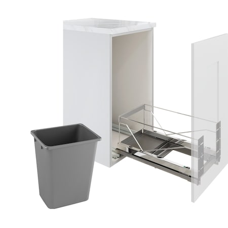 Kessebohmer Waste Pullout 36 QT Single Chrome FE Soft Close w/ Gray Bins KS3-WASTE1-CHR-G