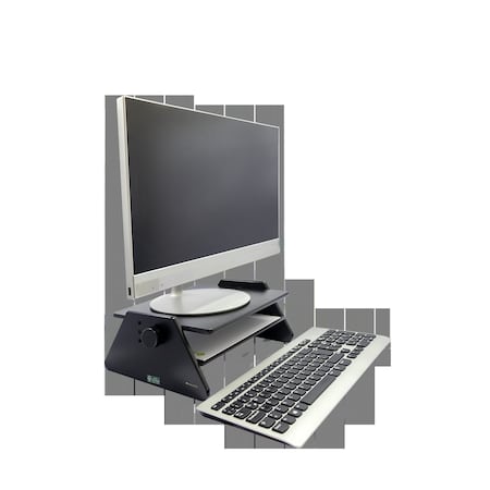 Homeroots Modern Black Adjustable Three Level Ergonomic Monitor Stand 473007