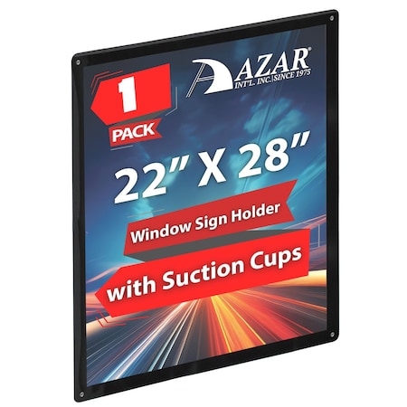 Azar Displays Black Window Sign Holder Frame with Suction Cups 22in x 28in 106699-BLK