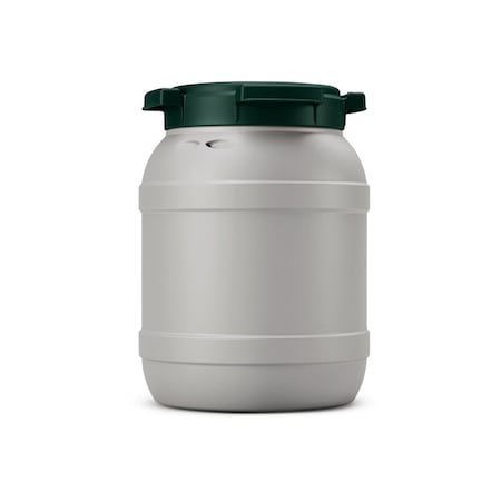 Curtec Recycled Wide Neck Drum with lid, PE, 6L, grey - green 7006-82-937
