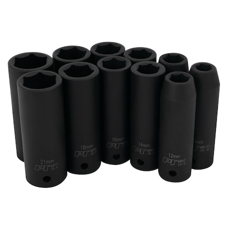 Perform Tool Socket Set 1/2 In Drive; Metric; Deep Impact; Black/ Chrome Vanadium Steel M591DB