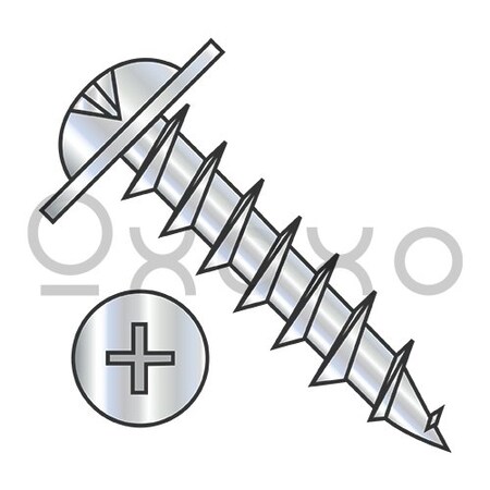 Oxoxo 8-11X1 Phillips Drive Round Washer Head Deep Thread Wood Screw Full Thread Zinc Bake, 5000PK 530356
