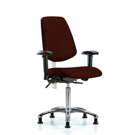 Blue Ridge Ergonomics Clean Room Chair Vin Med Ben Chair, Med, Bk, Burg, CL100, Adjustable Arms, 22" to 29" Height, Vinyl BR-NCR-VMBCH-MB-CR-T1-A1-NF-RG-8569