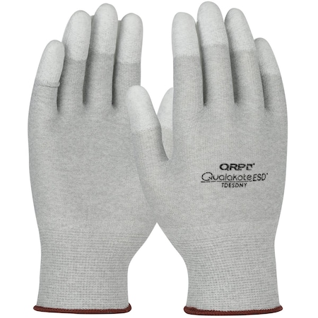 Qrp Seamless Knit Nylon/Carbon Fiber 15 Ga Electrostatic Dissipative (ESD) Glove w/PU Coated Grip, 120PK TDESDNYS