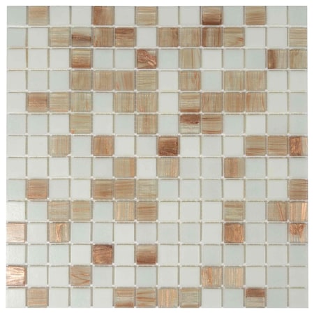Apollo Tile Mingles 12 in. x 12 in. Glossy White and Beige Glass Mosaic Wall and Floor Tile 20 sqft/case, 20PK MIX2088WH122A