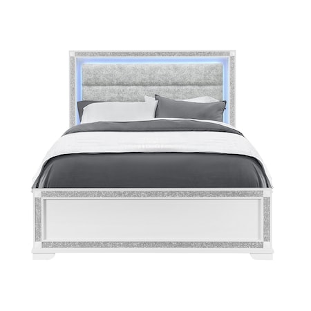Global Furniture Usa Contemporary Glam Soleil White Queen Bed SOLEIL-WHITE-QB