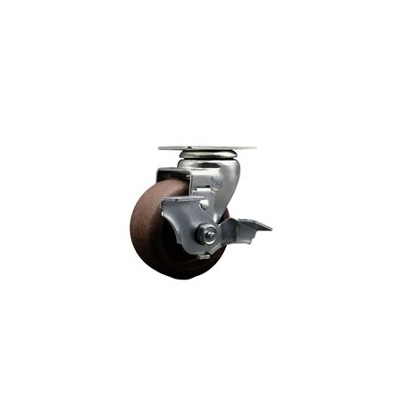 Service Caster 4'' High Temp Glass Filled Nylon Swivel Caster with Bronze Bearing and Brake SCC-20S420-GFNBZHT-TLB
