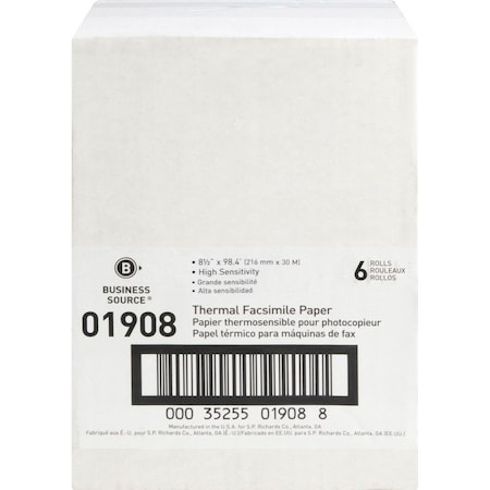 Business Source Fax Paper, Glossy, White, PK6 BSN01908