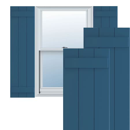 Ekena Millwork True Fit PVC Three Board Joined Board-n-Batten Shutters, Sojourn Blue, 16 1/8W x 73H, PR TFP101BBF16X073HB
