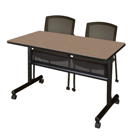 Regency Kobe Flip-Top Training Nesting Table W/ Modesty Panel & 2 Knight Mesh Chairs, 48 in W, 24 in L MKFTM4824NO56CBK