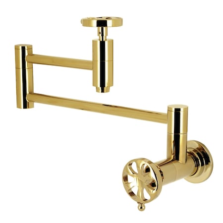 Kingston Brass Wall Mount Pot Filler Faucet, Polished Brass KS8102RX